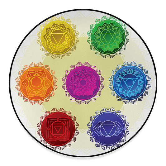 Colorful Seven Chakras Print Round Floor Mat