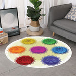 Colorful Seven Chakras Print Round Rug