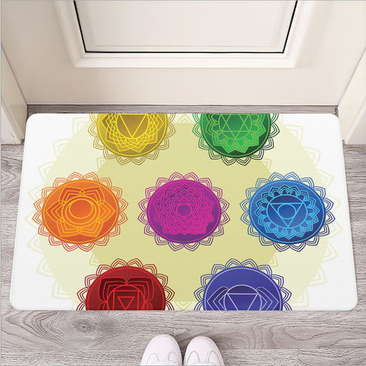Colorful Seven Chakras Print Rubber Doormat
