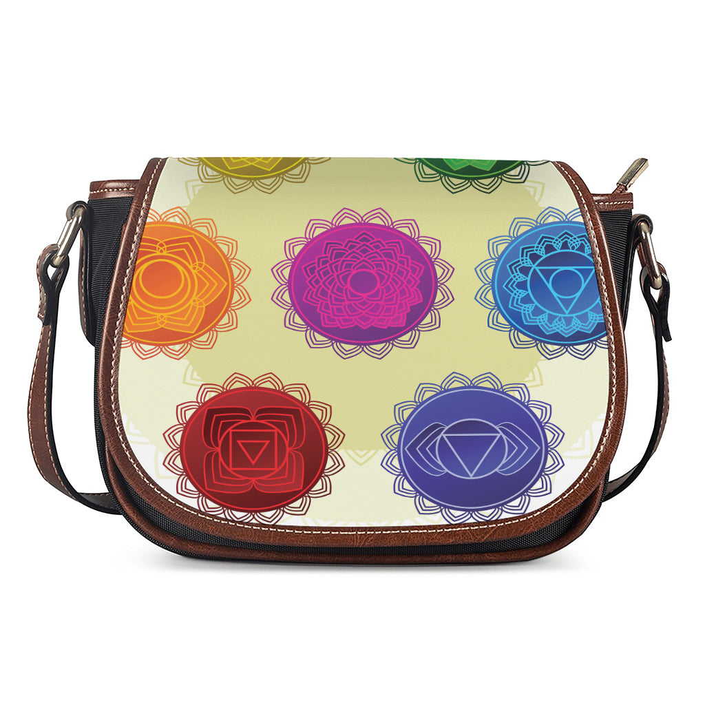 Colorful Seven Chakras Print Saddle Bag