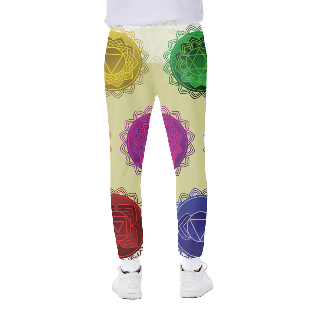 Colorful Seven Chakras Print Scuba Joggers