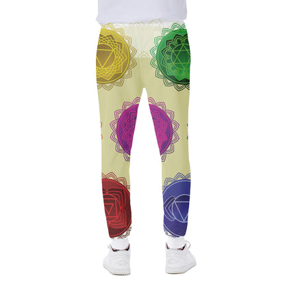 Colorful Seven Chakras Print Scuba Joggers