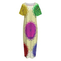 Colorful Seven Chakras Print Short Sleeve Long Nightdress