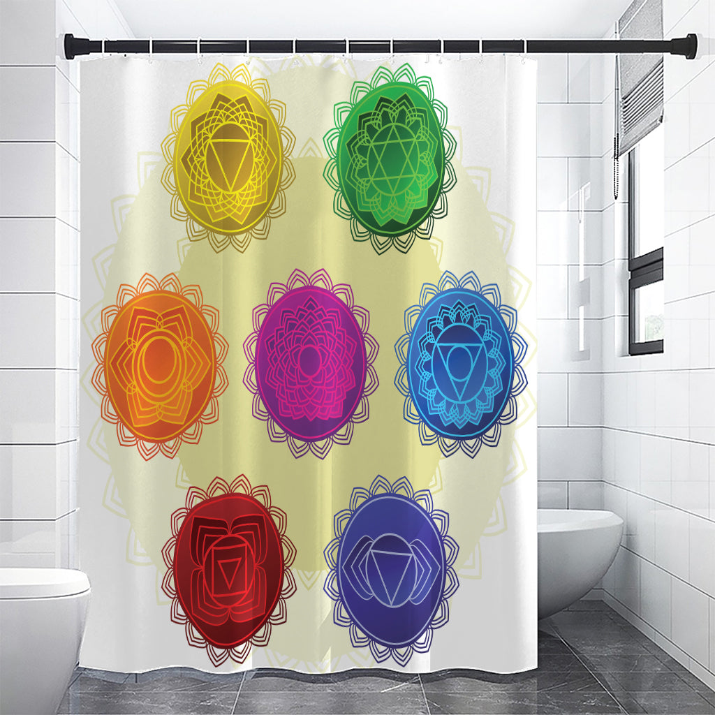 Colorful Seven Chakras Print Shower Curtain