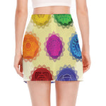 Colorful Seven Chakras Print Side Slit Mini Skirt