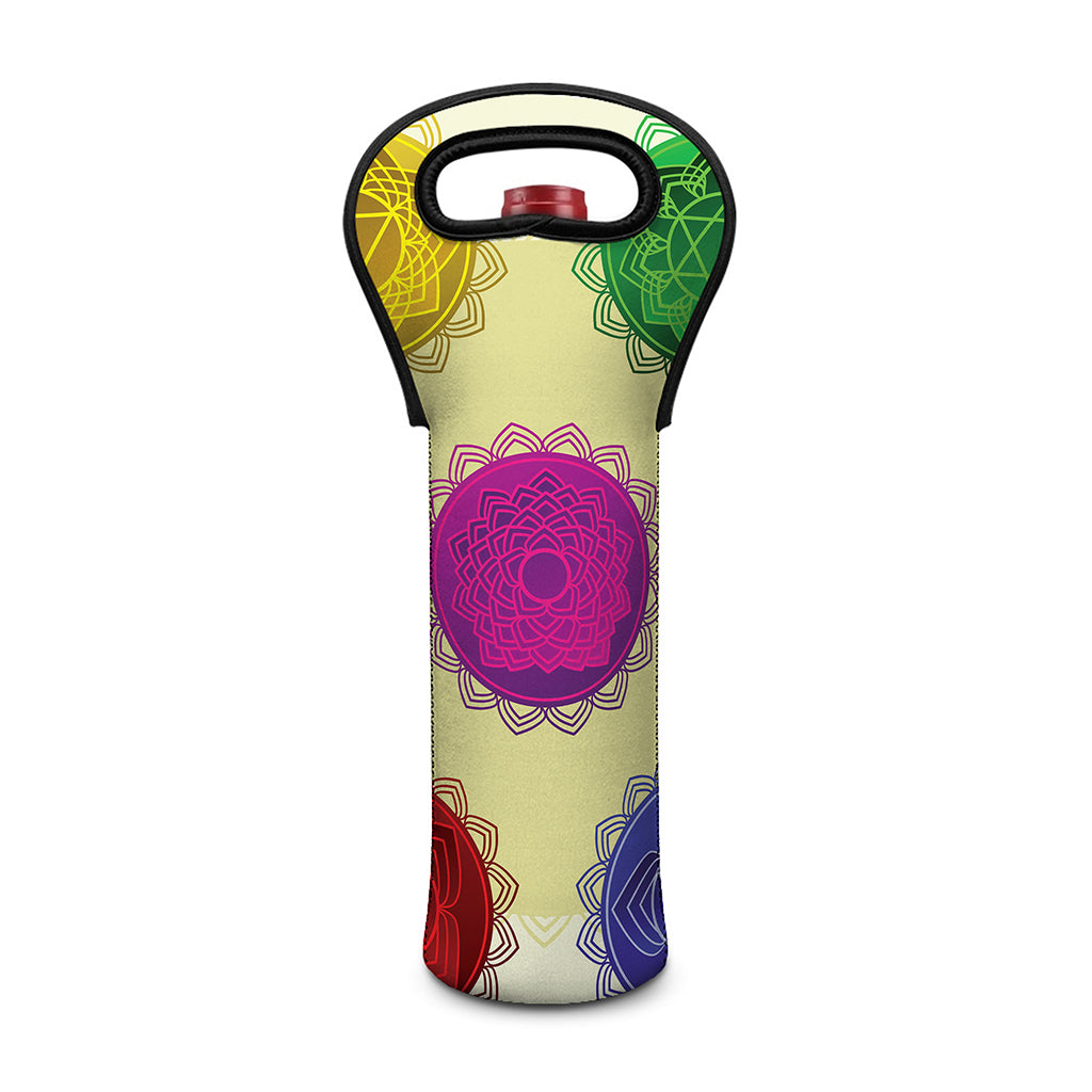 Colorful Seven Chakras Print Single Neoprene Wine Tote