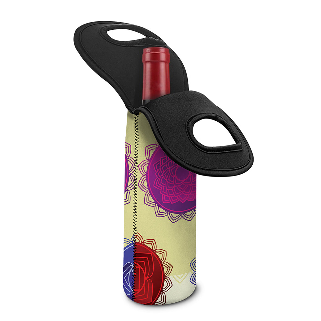 Colorful Seven Chakras Print Single Neoprene Wine Tote