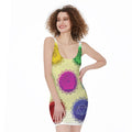 Colorful Seven Chakras Print Sleeveless Bodycon Dress