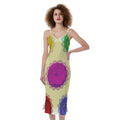 Colorful Seven Chakras Print Slim Fit Midi Cami Dress