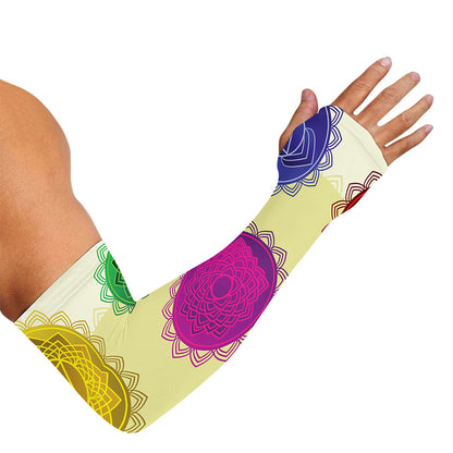 Colorful Seven Chakras Print Sun Protection Arm Sleeves