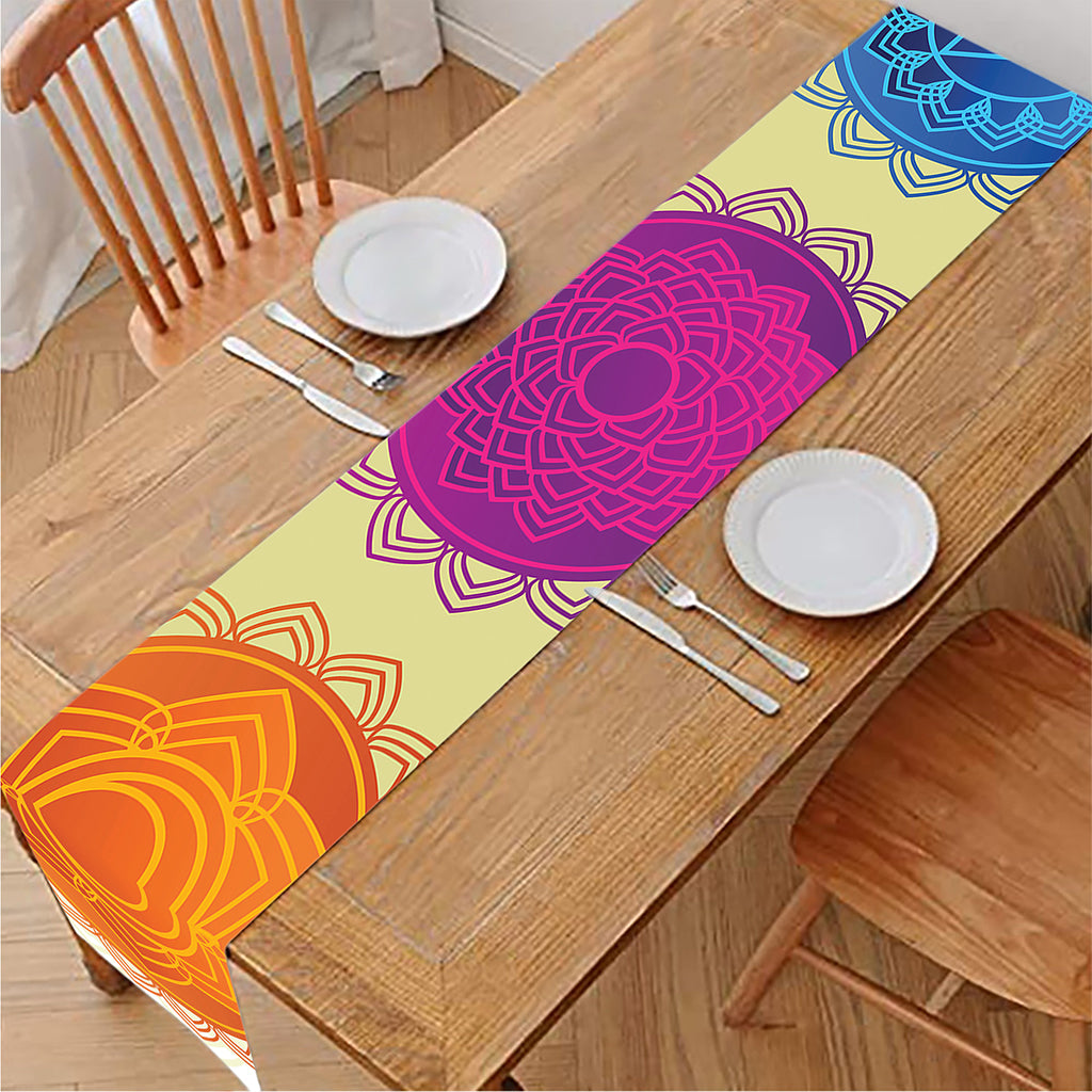 Colorful Seven Chakras Print Table Runner