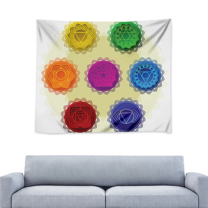 Colorful Seven Chakras Print Tapestry