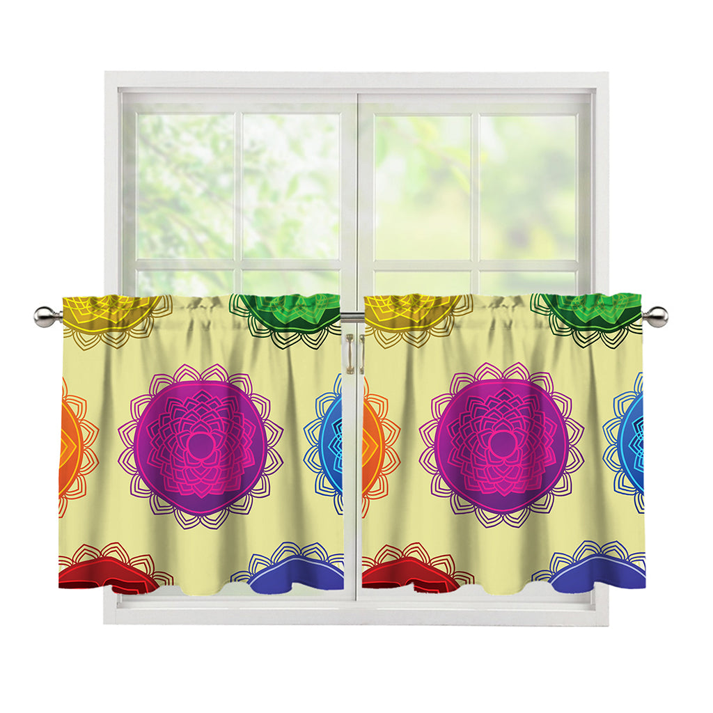 Colorful Seven Chakras Print Tier Curtains