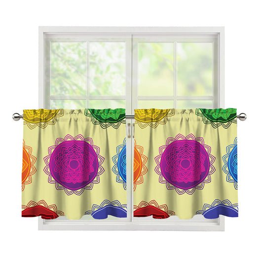 Colorful Seven Chakras Print Tier Curtains