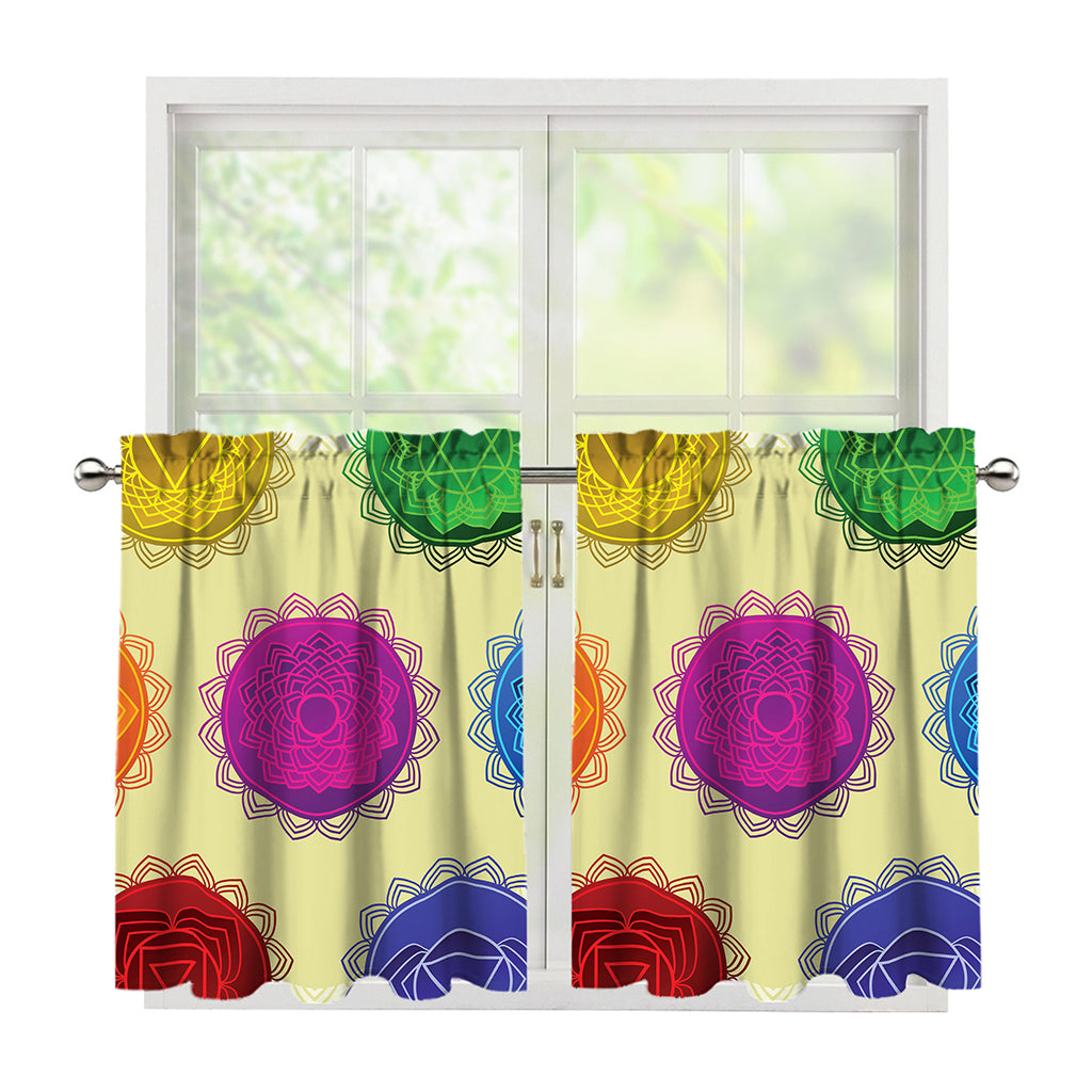 Colorful Seven Chakras Print Tier Curtains