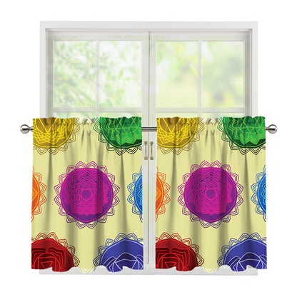 Colorful Seven Chakras Print Tier Curtains