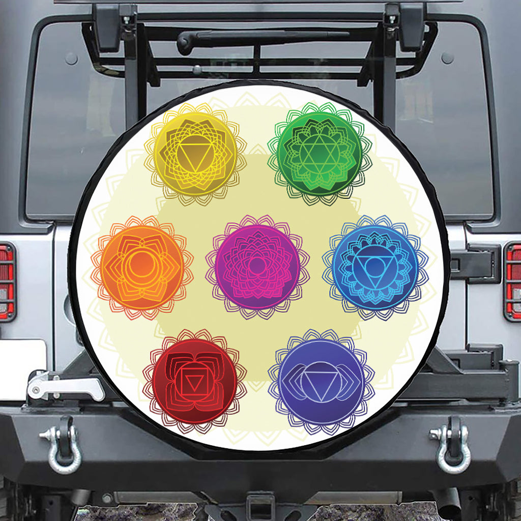 Colorful Seven Chakras Print Tire Cover