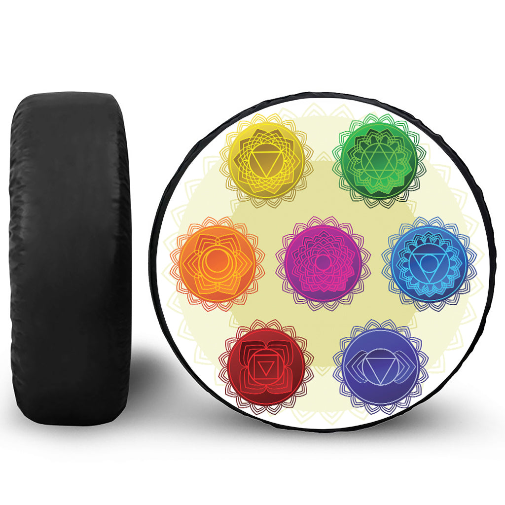Colorful Seven Chakras Print Tire Cover
