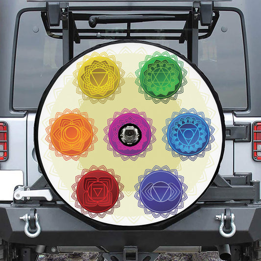 Colorful Seven Chakras Print Tire Cover With Camera Hole