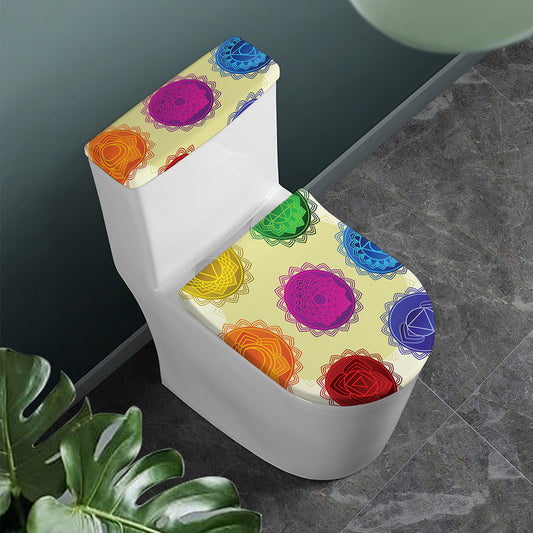 Colorful Seven Chakras Print Toilet Lid And Tank Cover Set
