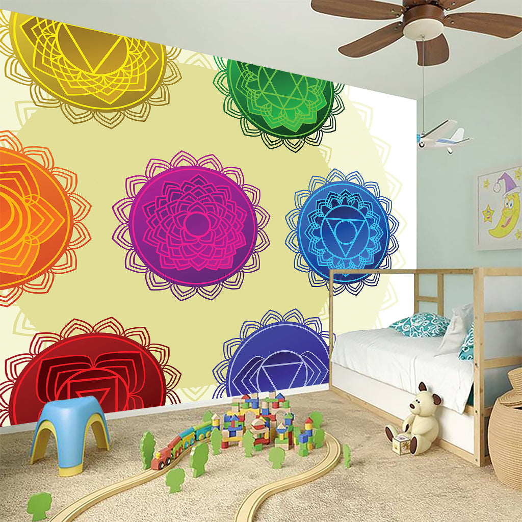 Colorful Seven Chakras Print Wall Sticker