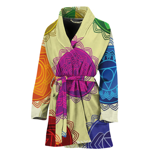 Colorful Seven Chakras Print Women's Bathrobe