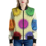 Colorful Seven Chakras Print Women's Bomber Jacket