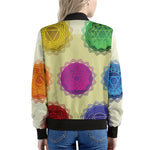 Colorful Seven Chakras Print Women's Bomber Jacket