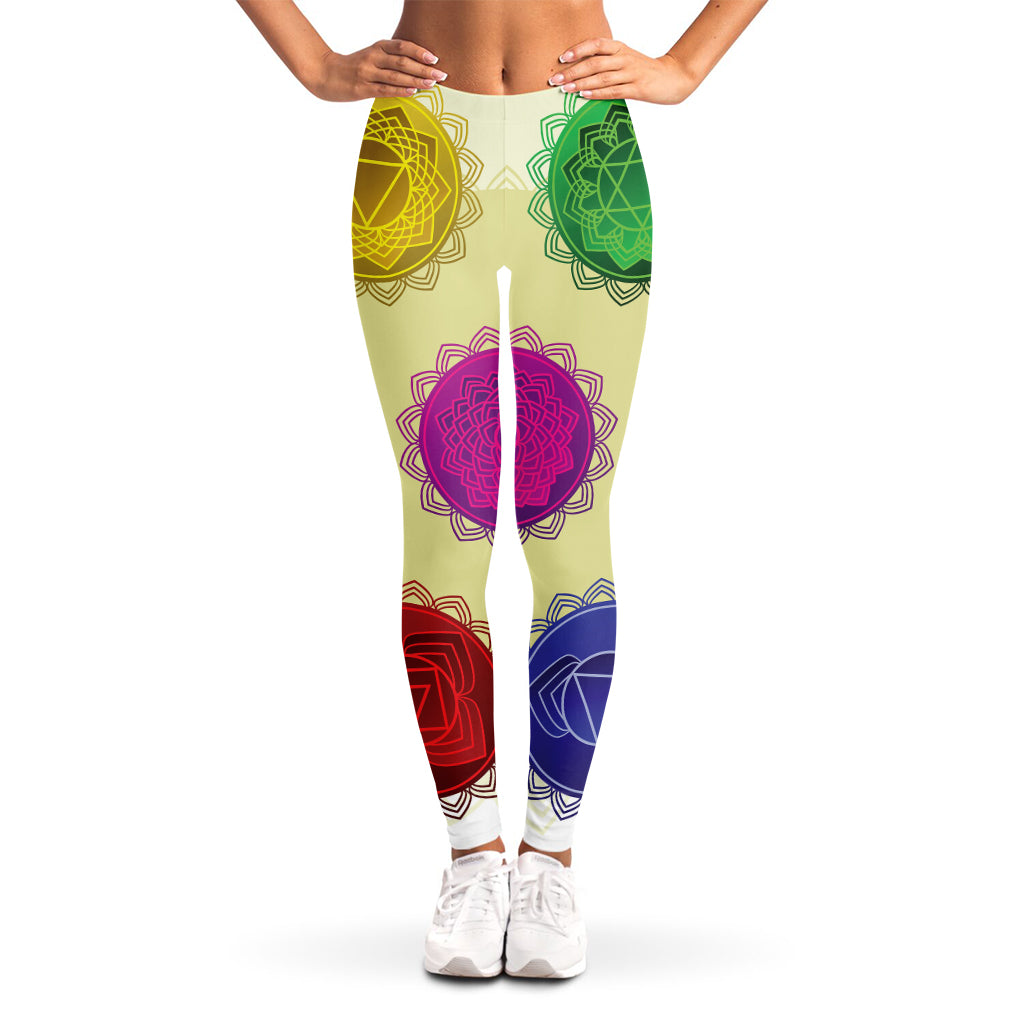 Colorful Seven Chakras Print Women's Leggings