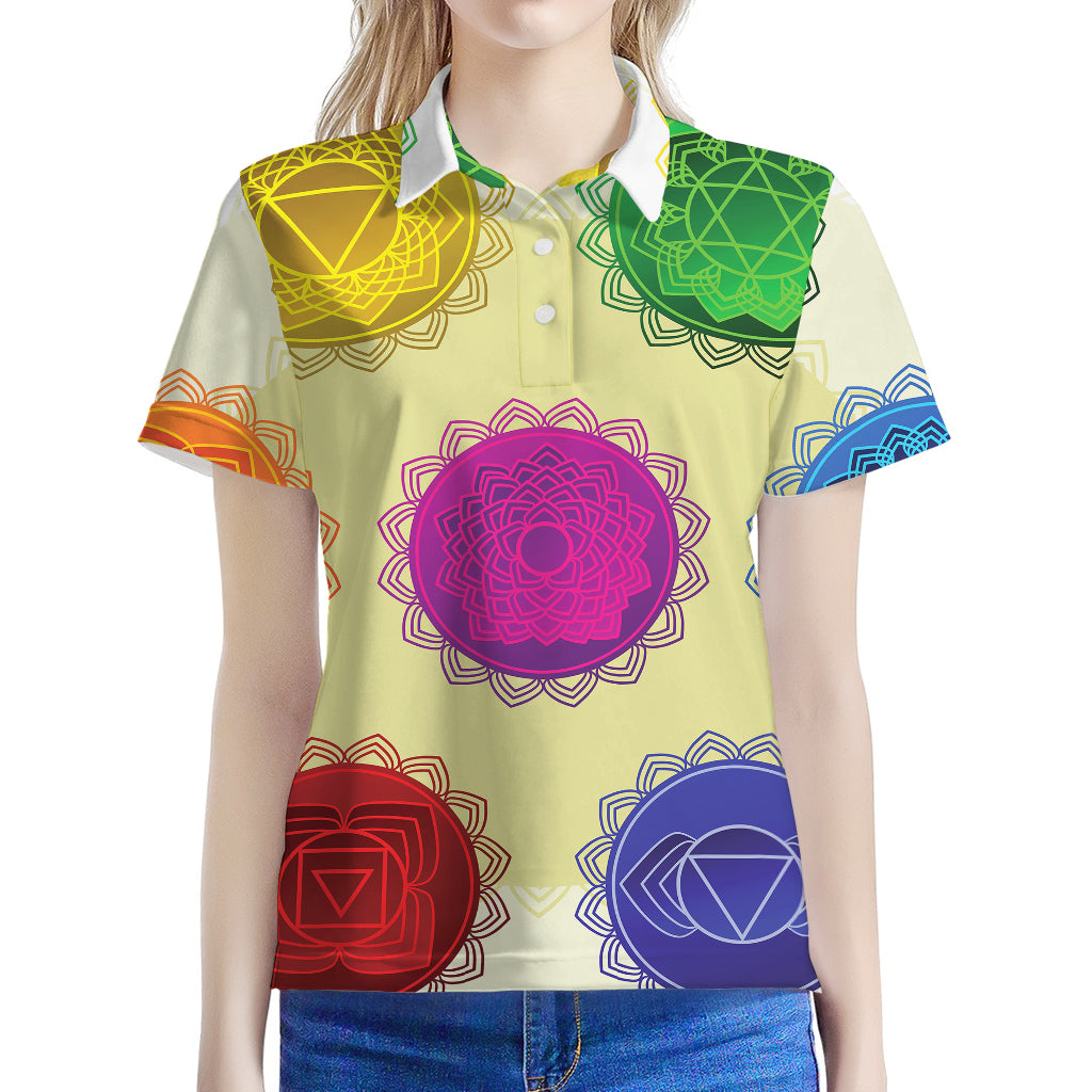 Colorful Seven Chakras Print Women's Polo Shirt