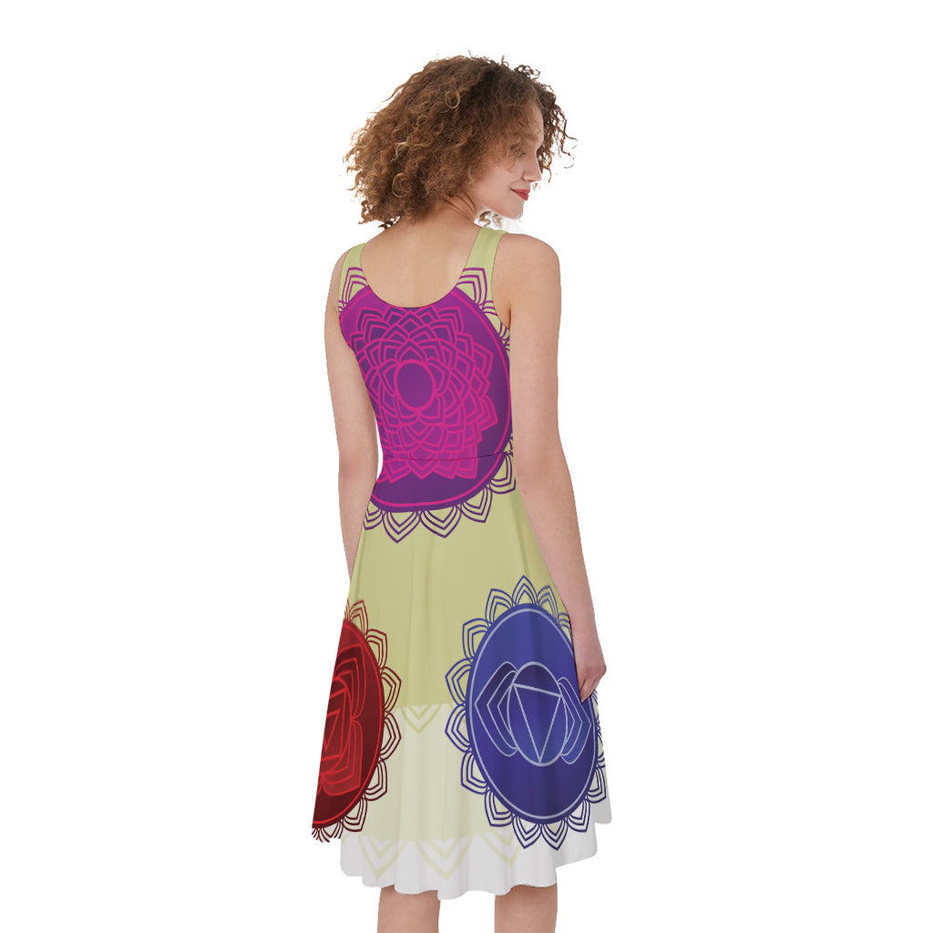 Colorful Seven Chakras Print Women's Sleeveless Dress