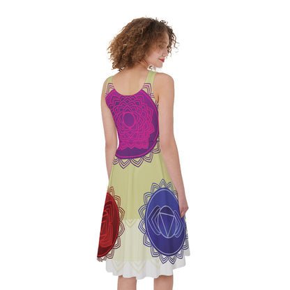 Colorful Seven Chakras Print Women's Sleeveless Dress