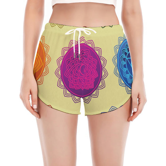 Colorful Seven Chakras Print Women's Split Running Shorts
