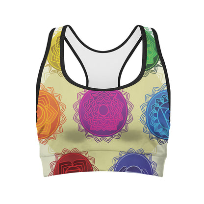 Colorful Seven Chakras Print Women's Sports Bra