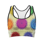 Colorful Seven Chakras Print Women's Sports Bra