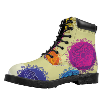 Colorful Seven Chakras Print Work Boots