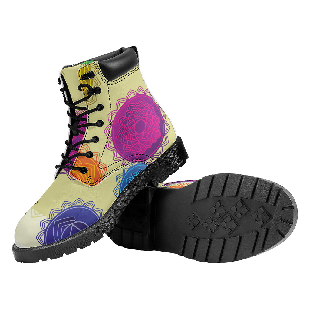 Colorful Seven Chakras Print Work Boots