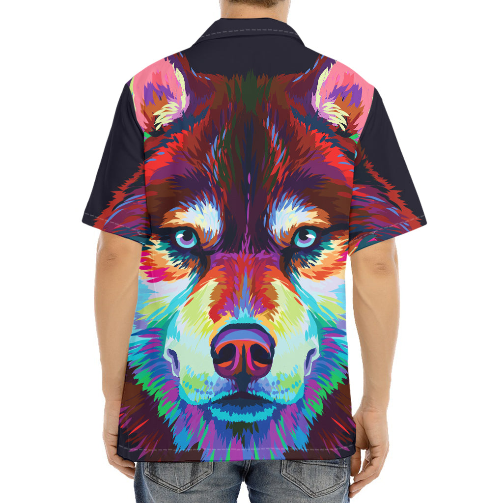 Colorful Siberian Husky Print Aloha Shirt