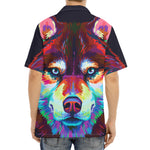 Colorful Siberian Husky Print Aloha Shirt