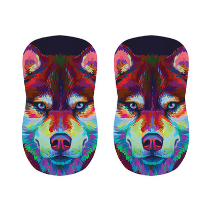 Colorful Siberian Husky Print Bar Stool Covers