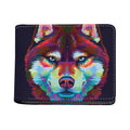 Colorful Siberian Husky Print Bifold Wallet