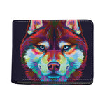 Colorful Siberian Husky Print Bifold Wallet