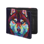Colorful Siberian Husky Print Bifold Wallet