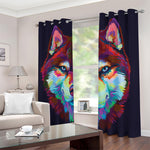 Colorful Siberian Husky Print Blackout Grommet Curtains