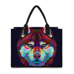 Colorful Siberian Husky Print Canvas Tote Bag