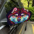 Colorful Siberian Husky Print Car Side Mirror Covers