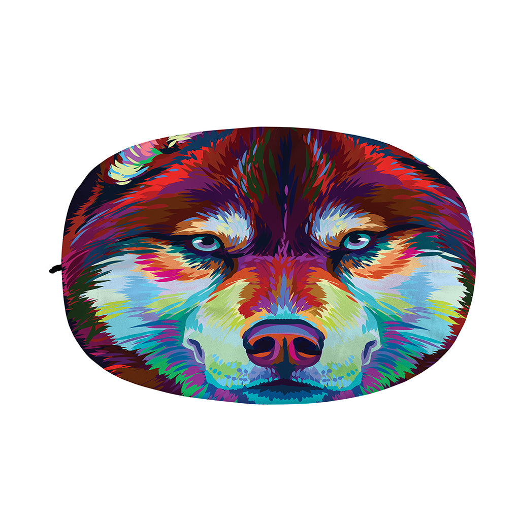Colorful Siberian Husky Print Car Side Mirror Covers