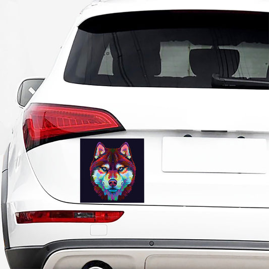 Colorful Siberian Husky Print Car Sticker