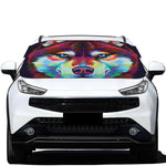 Colorful Siberian Husky Print Car Windshield Snow Cover