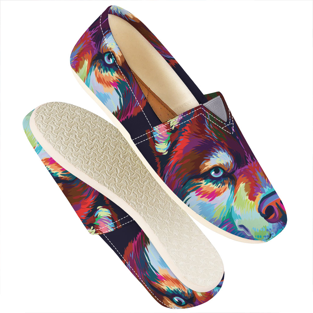 Colorful Siberian Husky Print Casual Shoes